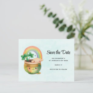 St. Patrick's Day Rainbow & Clover Save the Date Uitnodiging Briefkaart