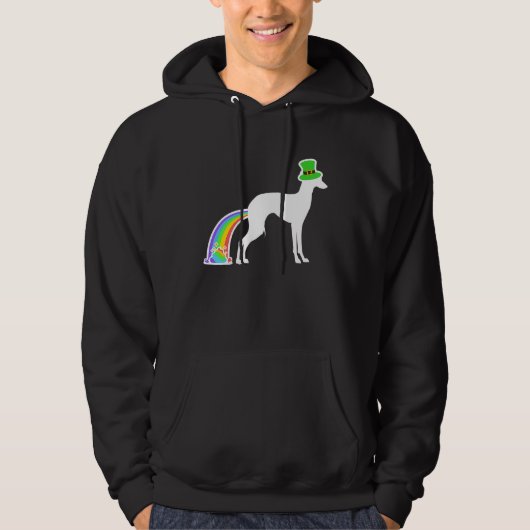 St Patrick's Day Rainbow Dog  Italian Greyhound Hoodie (Voorkant)