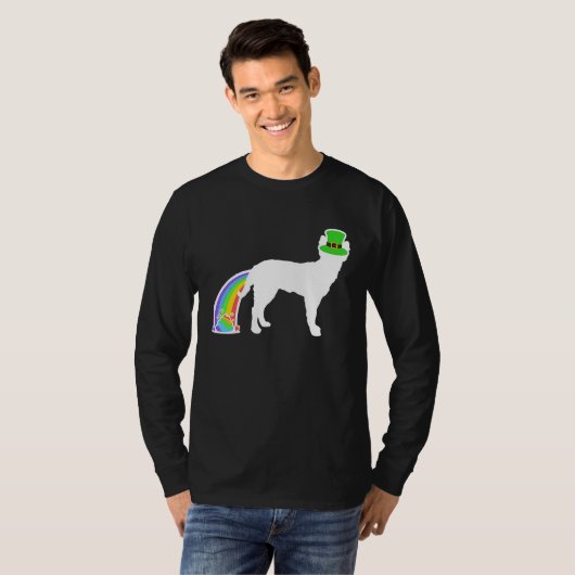 St Patrick's Day Rainbow Dog Mudi T-shirt (Voorkant volledig)