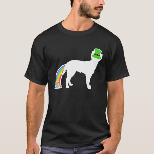 St Patrick's Day Rainbow Dog  Mudi T-shirt (Voorkant)