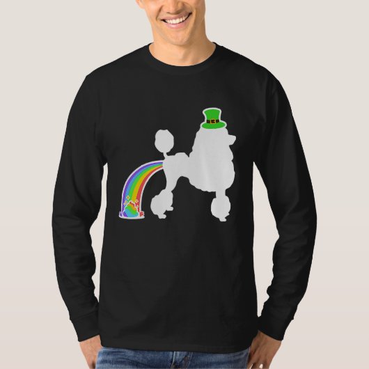St Patrick's Day Rainbow Dog  Poodle T-shirt (Voorkant)