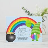 St Patricks Day Rainbow Gnomies LGBT Party Invite Feestdagenkaart (Staand voorkant)