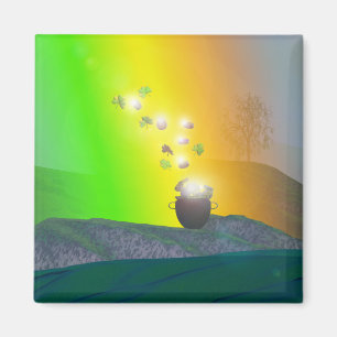 St. Patrick's Day - Rainbow Gold Magneet