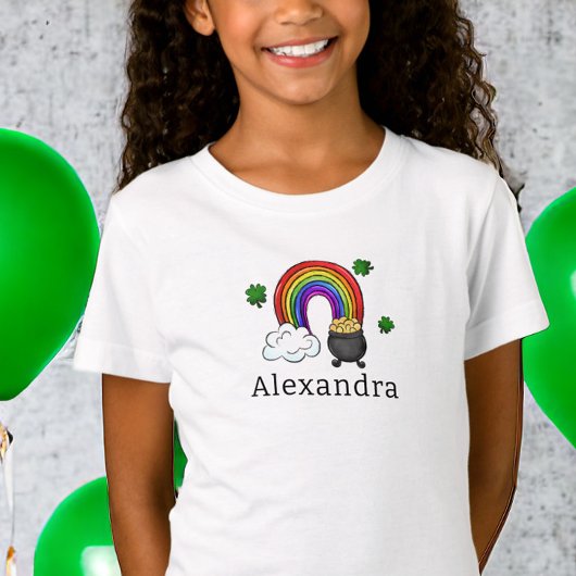 St. Patrick's Day Rainbow Gold Shamrock Custom T-shirt