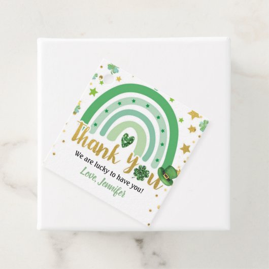 St Patrick's Day Rainbow Green Gold Dank u Bedankjes Labels (In situ)
