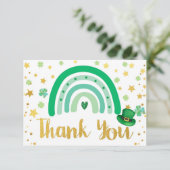 St Patrick's Day Rainbow Green Gold White Bedankkaart (Staand voorkant)