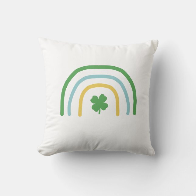 St Patricks Day Rainbow Irish Shamrock Pillow Kussen (Voorkant)