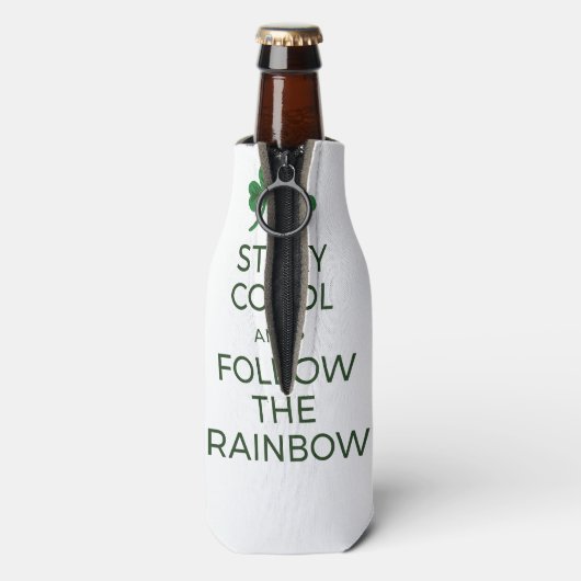 St. Patrick's Day Rainbow Koelbox - Blijf koel Flesjeskoeler (Fles Achterkant)