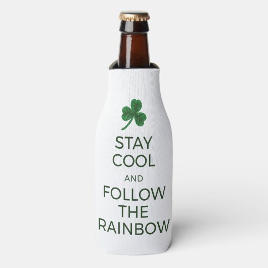 St. Patrick's Day Rainbow Koelbox - Blijf koel Flesjeskoeler (Fles Voorkant)