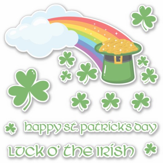 St. Patrick's Day Rainbow met Gold en Shamrocks Sticker (Voorkant)