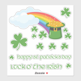 St. Patrick's Day Rainbow met Gold en Shamrocks Sticker