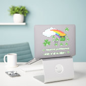 St. Patrick's Day Rainbow met Gold en Shamrocks Sticker (Laptop op bureau)