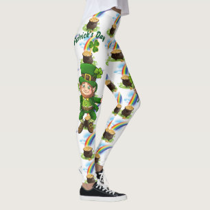 St Patrick's Day Rainbow Pot of Gold Leprechaun Leggings