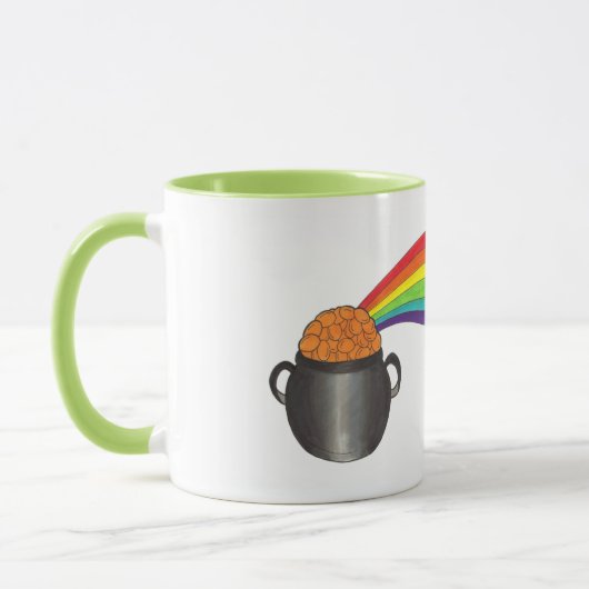 St. Patrick's Day Rainbow Pot of Gold Shamrock Mok (Links)