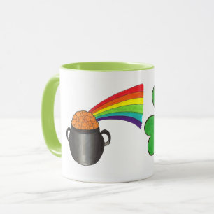 St. Patrick's Day Rainbow Pot of Gold Shamrock Mok
