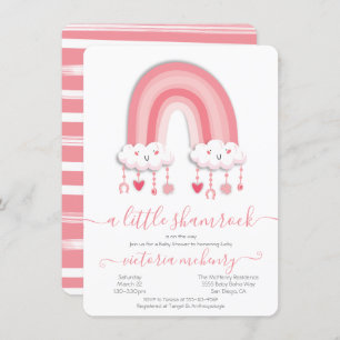 St. Patrick's Day Rainbow Shamrock Baby shower Inv Kaart