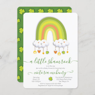 St. Patrick's Day Rainbow Shamrock Baby shower Kaart