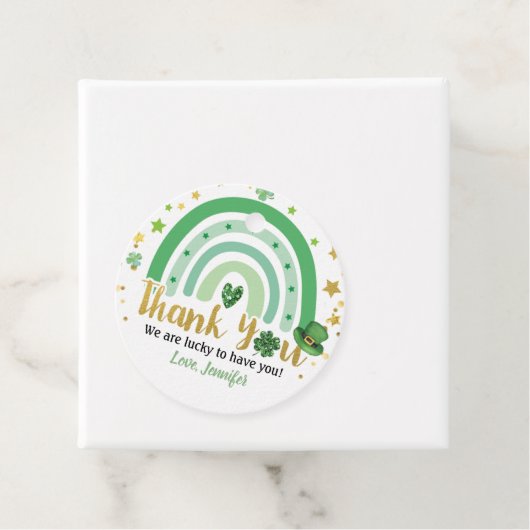 St Patrick's Day Rainbow Shamrock Bedankt Bedankjes Labels (In situ)