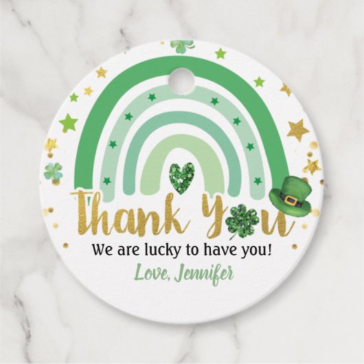St Patrick's Day Rainbow Shamrock Bedankt Bedankjes Labels (Voorkant)