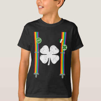 St. Patrick's Day Rainbow Suspenders Clover Boys G T-shirt