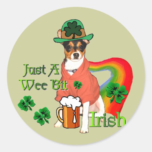 St. Patrick's Day Rat Terrier Ronde Sticker (Voorkant)