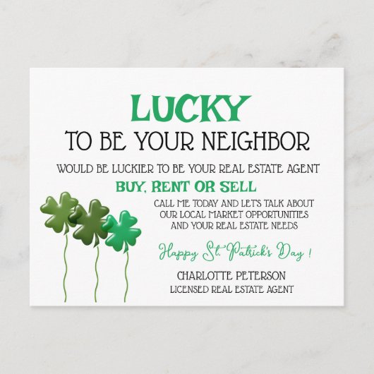 St Patrick's Day Real Estate Promotional Marketing Feestdagenkaart (Voorkant)