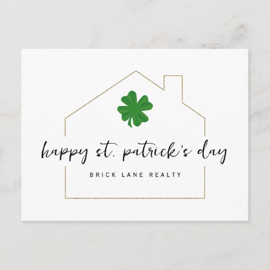 St. Patrick's Day Real Estate Shamrock Briefkaart (Voorkant)