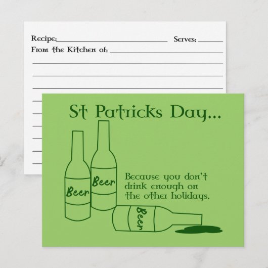 St Patrick's Day Recept Briefkaart (Voorkant / Achterkant)