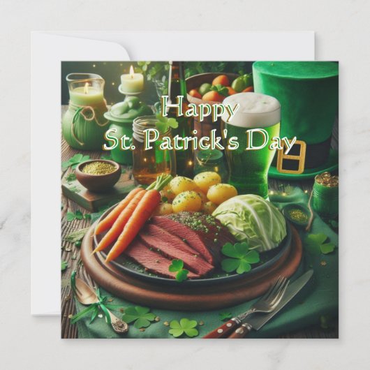 St. Patrick's Day Recept voor Gepokt Rundvlees  Feestdagenkaart (Voorkant)