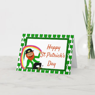 St Patrick's Day regenboog gouden kabouter klaver Feestdagen Kaart