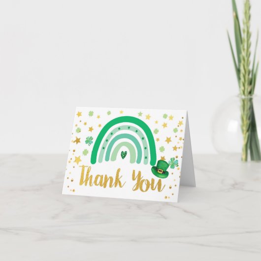 St. Patrick's Day Regenboog Groen & Goud Bedankkaart (Voorkant)