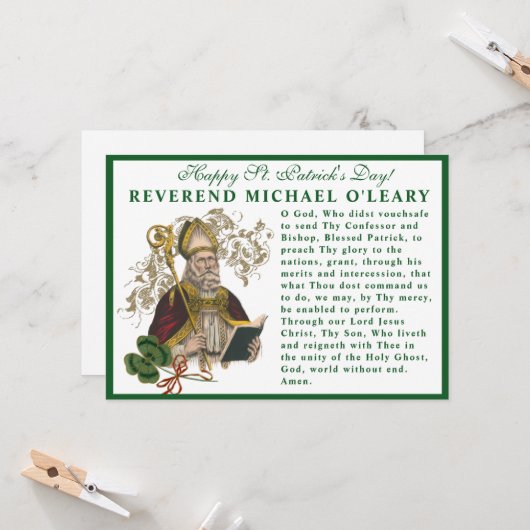St. Patrick's Day Religieus gebed Shamrocks Kaart (Voorkant / Achterkant in situ)