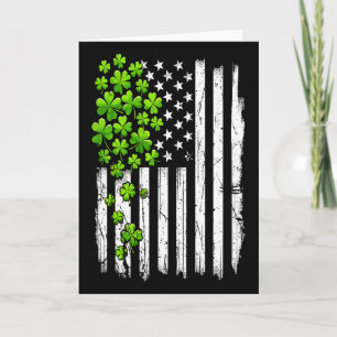 St Patricks Day Retro Amerikaanse Vlag Met Shamro Kaart