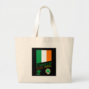 St. Patrick's Day Retro Design met de Vlag van Ier Grote Tote Bag