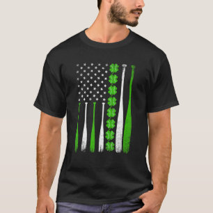 St. Patricks Day Retro Irish American Flag Basebal T-shirt