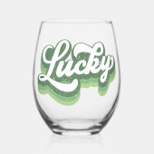 St Patrick's Day Retro Lucky Wijnglas Zonder Voet (Voorkant)