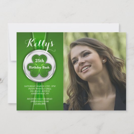 St. Patrick's Day Ribbon Foto Uitnodiging (Voorkant)