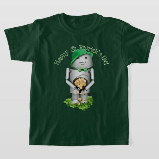 St Patrick's Day Robo-x9 With Pot of Gold T-shirt (Laagn)
