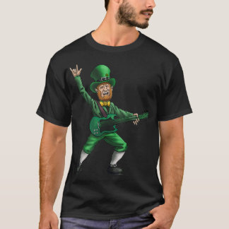 St Patricks Day Rock en Roll Leprechaun Guitar T-shirt