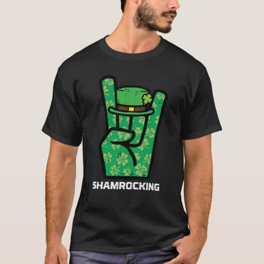 St Patricks Day Rock Hand Saint Paddys Rocker Men  T-shirt (Voorkant)