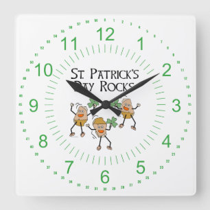 St. Patrick's Day Rocks Vierkante Klok