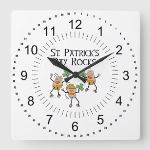 St. Patrick's Day Rocks Vierkante Klok