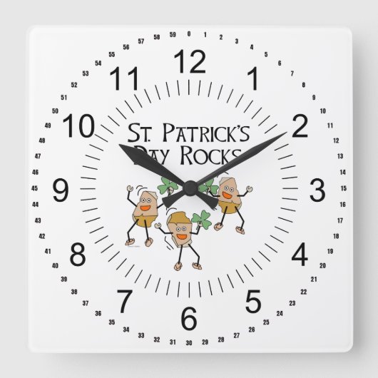 St. Patrick's Day Rocks Vierkante Klok (Voorkant)