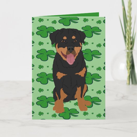 St. Patrick's Day Rottweiler Feestdagen Kaart (Voorkant)