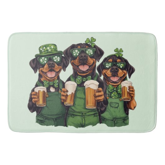 St. Patrick's Day Rottweiler Honden Badmat (Voorkant)