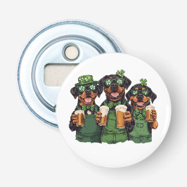 St. Patrick's Day Rottweiler Honden Button Flesopener