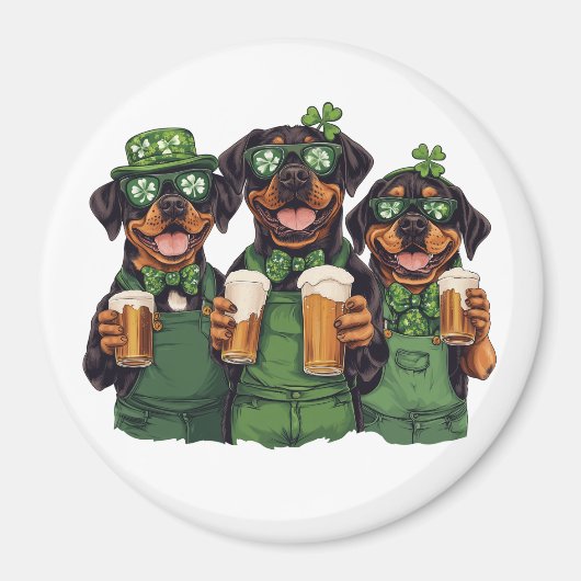 St. Patrick's Day Rottweiler Honden Magneet (Voorkant)