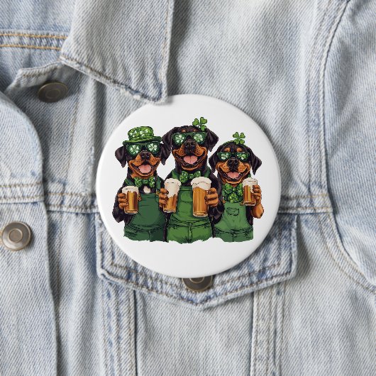 St. Patrick's Day Rottweiler Honden Ronde Button 4,0 Cm (In situ)