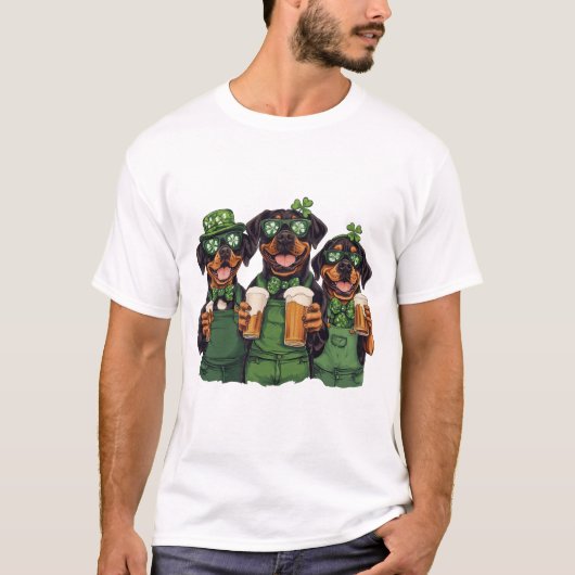 St. Patrick's Day Rottweiler Honden T-shirt (Voorkant)