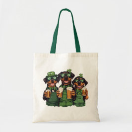 St. Patrick's Day Rottweiler Honden Tote Bag